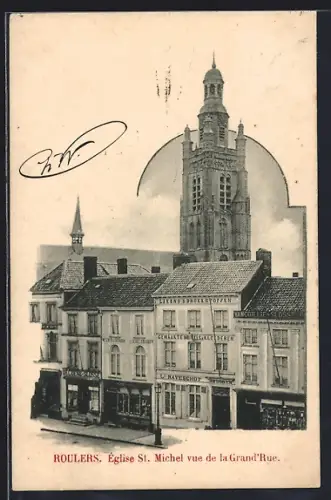 AK Roulers, Église St. Michel vue de la Grand`Rue