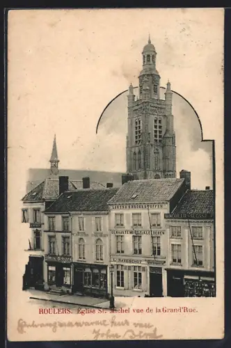 AK Roulers, Église St. Michel vue de la Grand`Rue