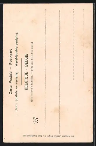 Lithographie Blankenberghe, La Plage, Flagge, Passepartout