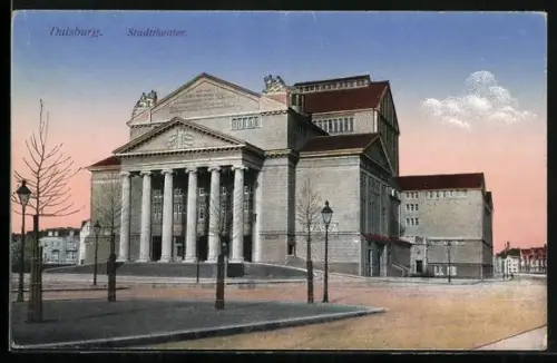 AK Duisburg, Stadttheater mit Strassenpartie