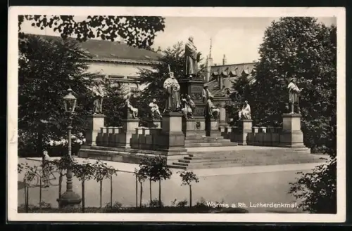 AK Worms a. Rh., Lutherdenkmal