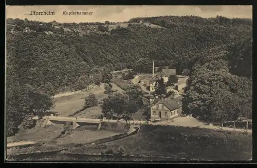 AK Pforzheim, Restaurant zum Kupferhammer, Luftaufnahme