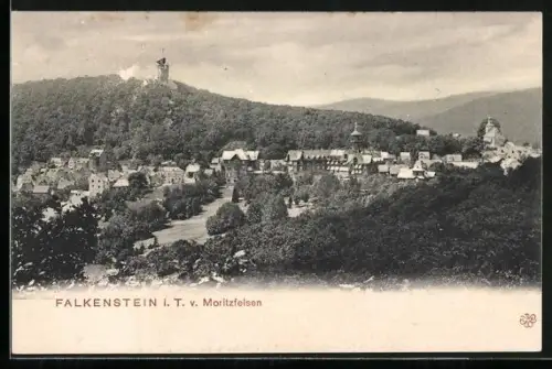 AK Falkenstein i. T., Ortsansicht vom Moritzfelsen aus gesehen