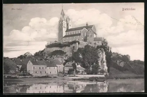 AK Dietkirchen /Lahn, Blick vom Fluss aus