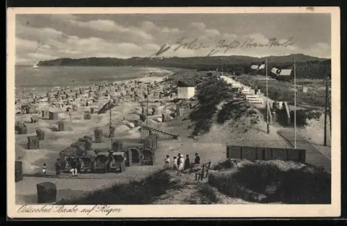 AK Baabe /Rügen, Badestrand mit Gästen