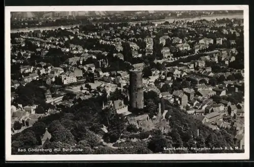 AK Bad Godesberg, Burgruine aus der Vogelschau