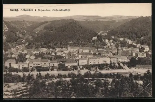 AK Schandau /Sächs. Schweiz, Ortspanorama