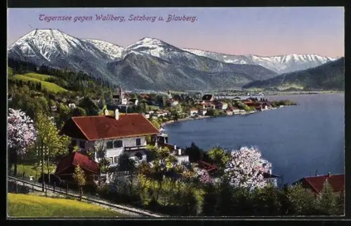 AK Tegernsee, Blick auf Wallberg, Setzberg, Blauberg