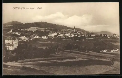 AK Freyung im bayr. Wald, Ortsansicht mit Kirche