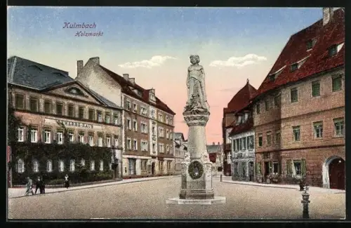 AK Kulmbach, Holzmarkt mit Gewerbe-Haus