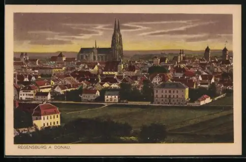 AK Regensburg a. Donau, Stadtansicht mit Dom