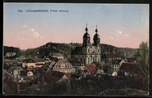 AK Gössweinstein /Fränk. Schweiz, Ortsansicht mit Kirche