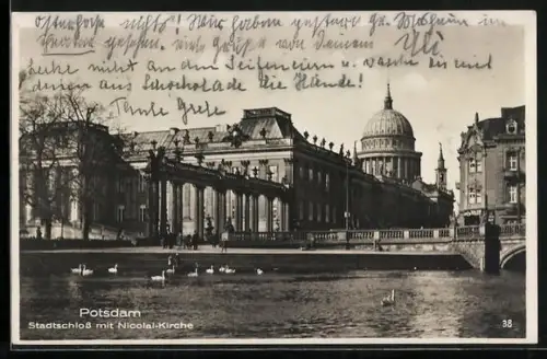 AK Potsdam, Stadtschloss, Nicolai-Kirche
