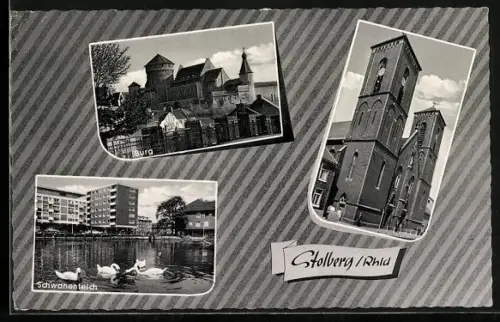 AK Stolberg /Rhld., Burg, Kirche, Schwanenteich