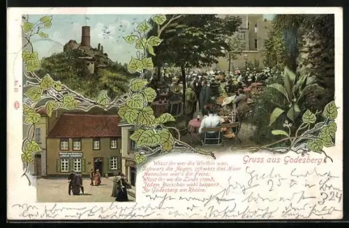 AK Godesberg, Burgruine, Gasthof zum Godesberg, Inh. Geschw. Schumacher