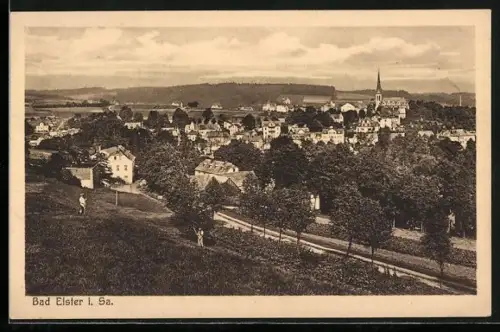 AK Bad Elster i. Sa., Ortsansicht mit Kirche