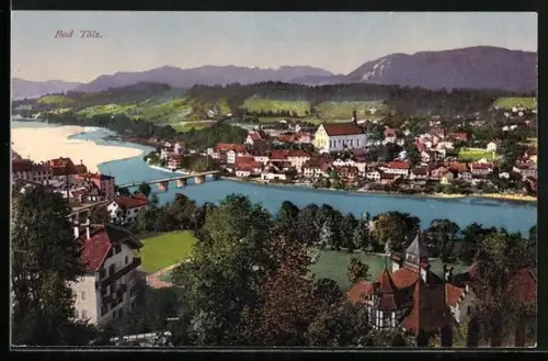 AK Bad Tölz, Ortsansicht mit Flusspartie