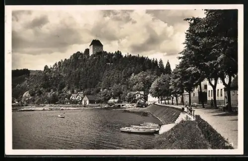 AK Ziegenrück /Saale, Saaleufer mit Booten