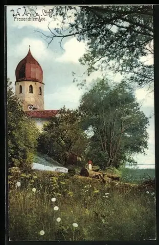 AK Frauenchiemsee, Kloster und Seepartie