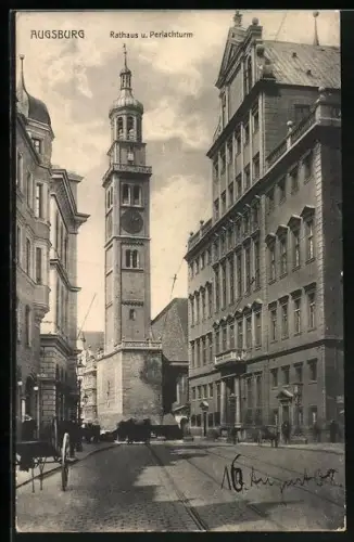 AK Augsburg, Rathaus und Perlachturm