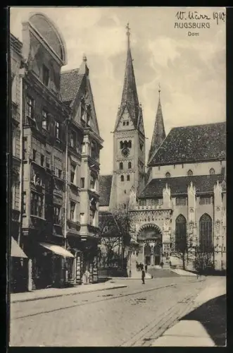 AK Augsburg, Strassenpartie am Dom