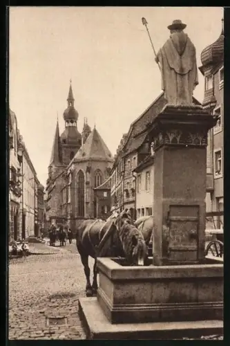 AK Sankt Wendel, Dom und Wendelinusbrunnen