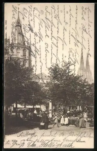 AK Köln, Altmarkt mit Blick zum Dom