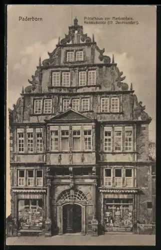 AK Paderborn, Privathaus am Marienplatz aus dem 17. Jahrhundert
