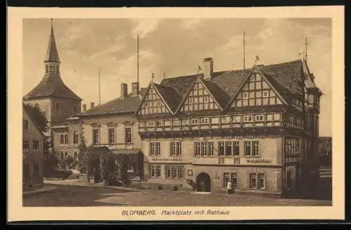 AK Blomberg / Lippe, Marktplatz mit Rathaus, Gaststätte Ratskeller