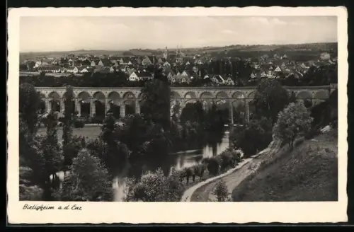 AK Bietigheim a. d. Enz, Gesamtansicht mit Viadukt