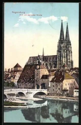 AK Regensburg, Dom mit steinerner Brücke
