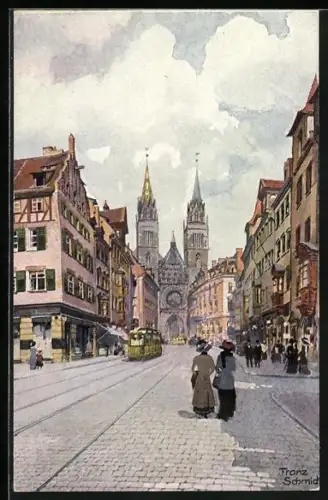 AK Nürnberg, Karolinenstrasse mit Lorenzkirche