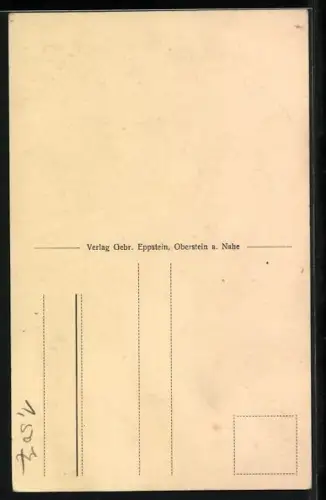 AK Oberstein a. Nahe, Ortsansicht und Nahepartie, Liedtext Mein Oberstein