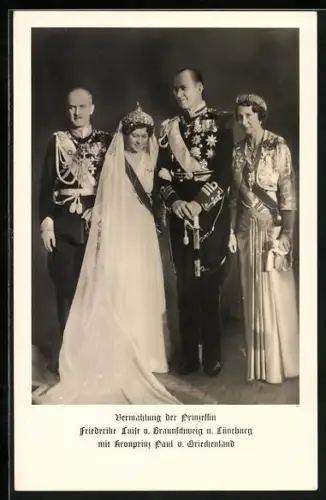AK Heirat von Kronprinz Paul von Griechenland und Prinzessin Friederike Luise von Braunschweig und Lüneburg