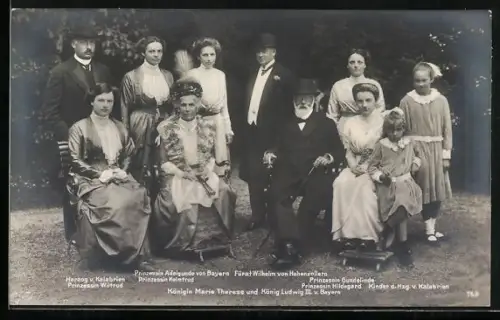 AK König Ludwig III., Herzog v. Kalabrien, Prinzessin Wiltrud, Prinzessin Gundelinde, Prinzessin Hildegard