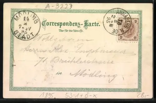 Vorläufer-Lithographie Annaberg, 1895, Lessing-Fall, Wienerbruck m. d. Ötscher, Ortsansicht