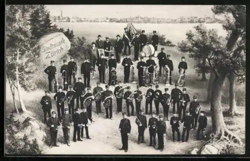 AK Zürich, Musikkapelle der Stadt m. ihren Instrumenten