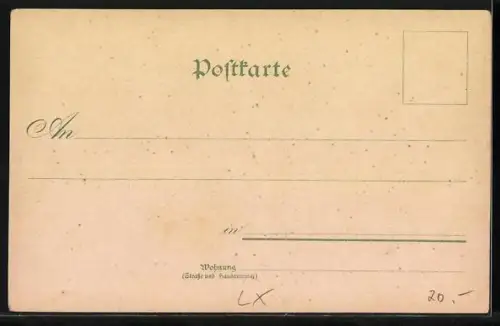 Lithographie Luxemburg, Denkmal, Strassenpartie, Ortsansicht