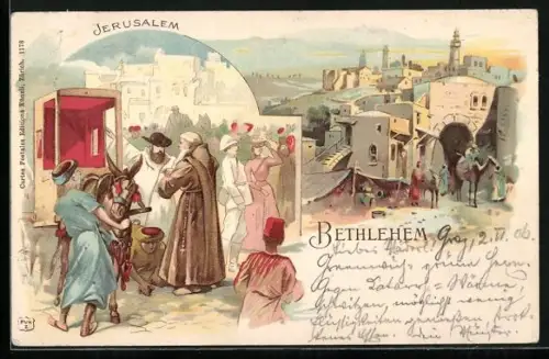 Lithographie Jerusalem, Geistlicher, Bethlehem
