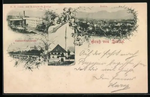 AK Zenica, Eisen- und Kohlenwerk, Central-Strafanstalt, Ortsansicht