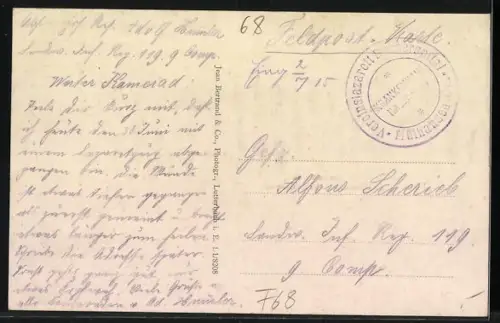 AK Lutterbach, Privatstrasse Union Oesterle, Kaierl. Postamt, Totalansicht