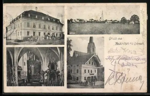 AK Neukirchen a. d. Enknach, Gasthof, Kirche, Innenansicht der Kirche