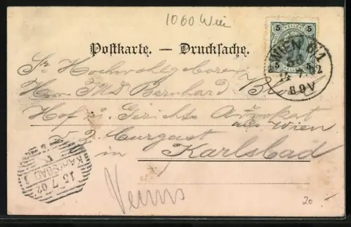 AK Wien, Gasthof Weingartel Leopold Pelikan im Getreidemarkt 6, Garten