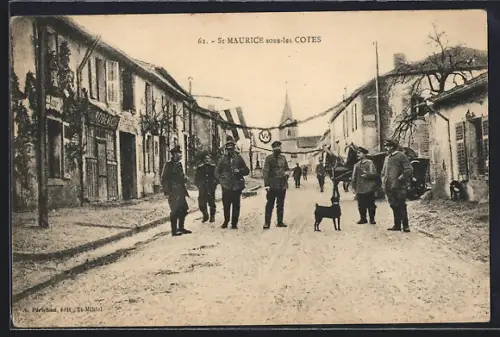 AK Kaisergeburtstagsfeier, Strassenpartie, Soldaten auf der Strasse