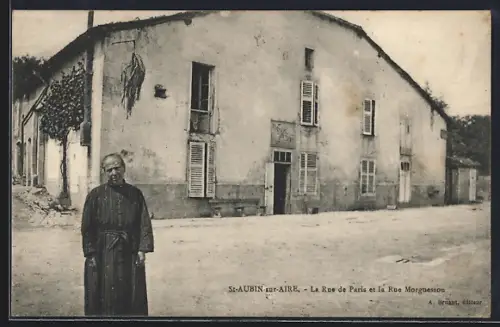 AK St-Aubin-sur-Aire, La Rue de Paris et la Rue Morguesson