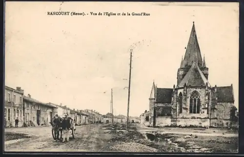 AK Rancourt, Vue de l`Eglise et de la Grand`Rue
