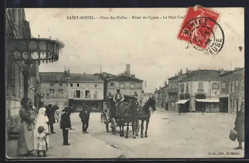 AK Saint-Mihiel, Place des Halles -Hotel du Cygne - Le Petit Casino