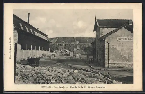 AK Euville, Les Carrières, Scierie de la Cie. Civet et Pommier