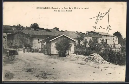 AK Hargeville, Le Pont de la Chéé, Le Lavoir, Rue de Saint-Michel