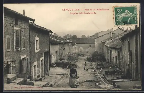 AK Lérouville, Rue de la Republique, les plus jolis boulevards